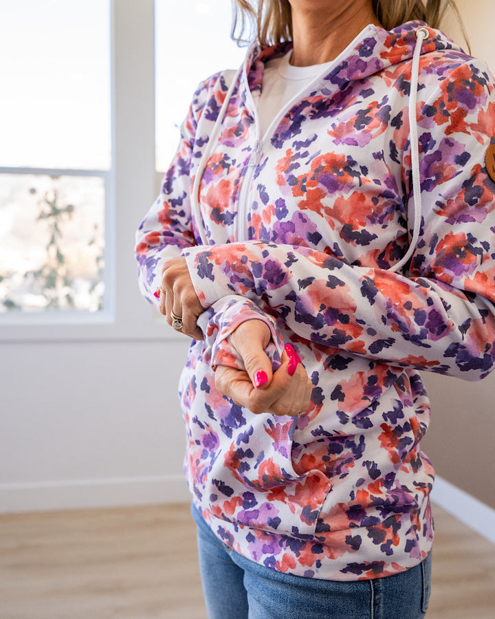 Lindsay Half Zip Hoodie - Purple Abstract Michelle Mae