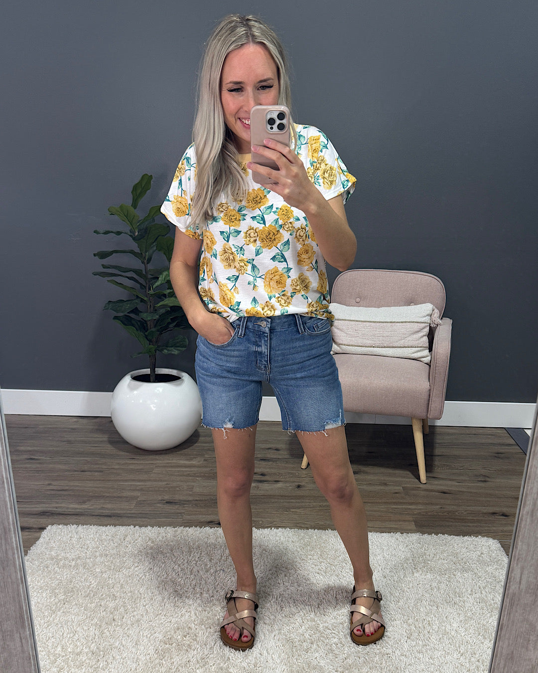 Vervet Christina Distressed Hem Jean Shorts FINAL SALE Vervet