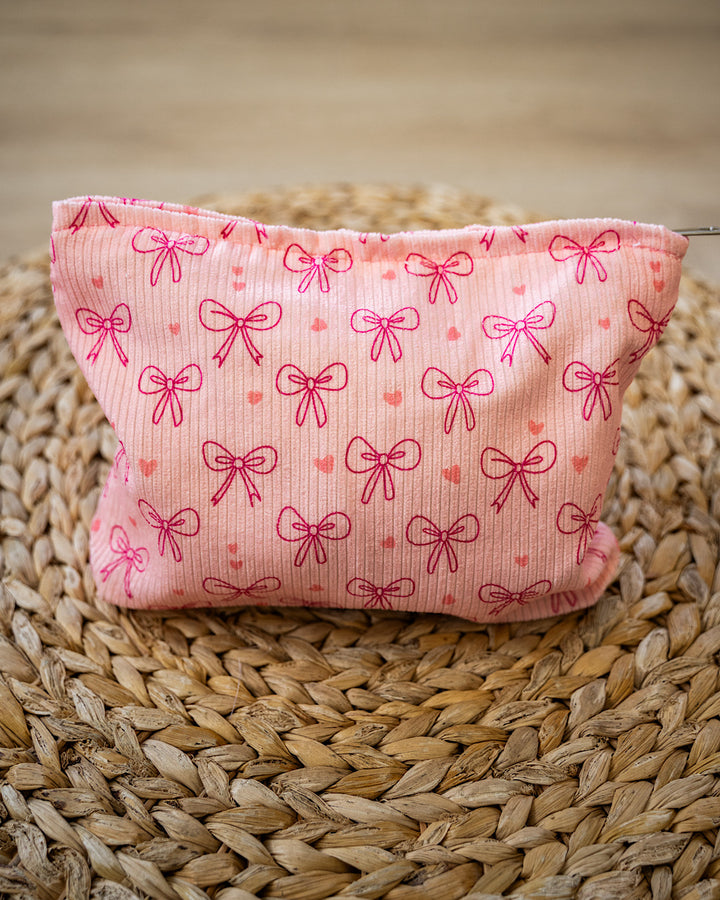 DOORBUSTER! Bow Pattern Makeup Bag - Pink Zenana