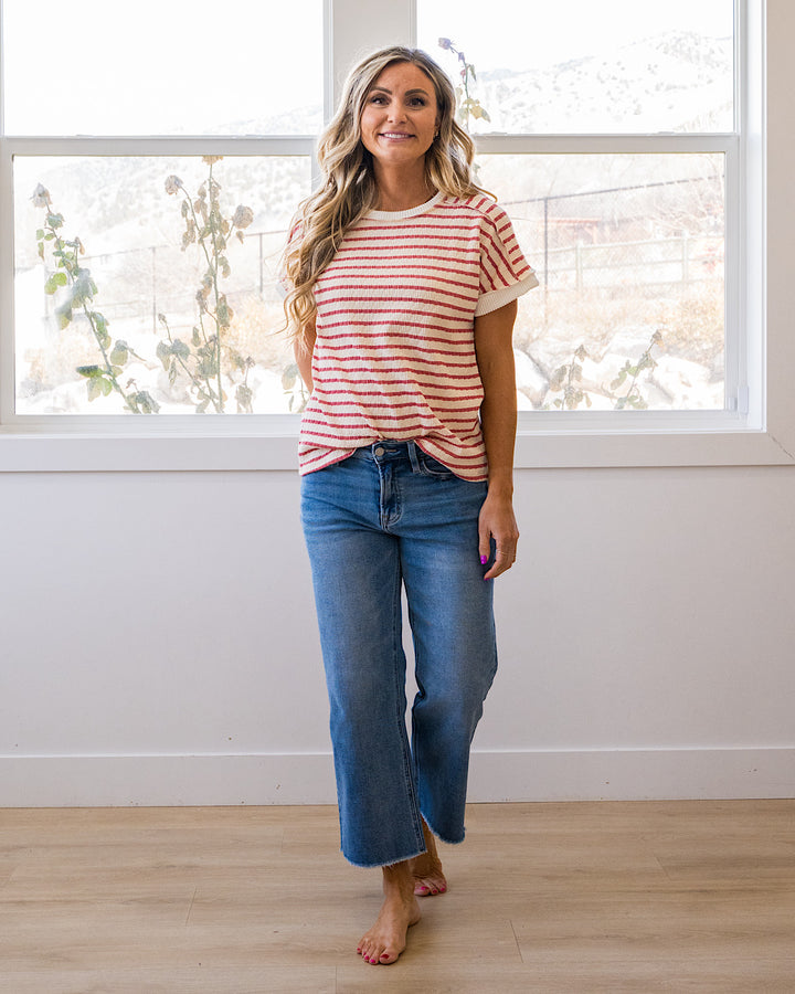 Devri Textured Striped Top - Mauve Lovely Melody