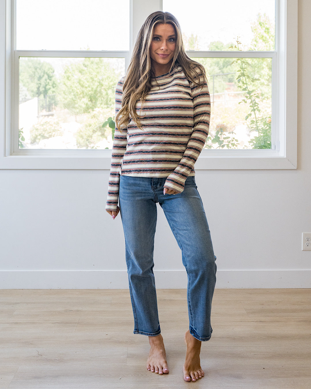 NEW! Alexa Multi Striped Top - Cream, Navy & Rust Staccato