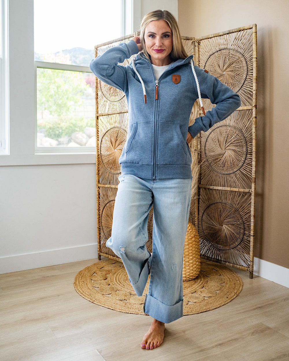 Wanakome Hera Full Zip Hoodie - Heather Blue Wanakome