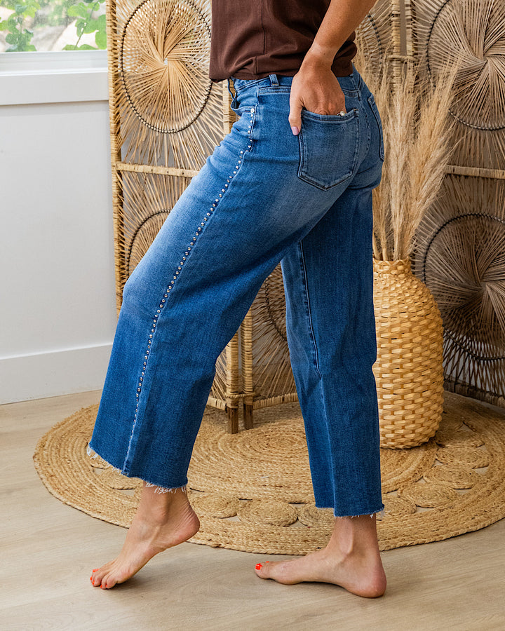 NEW! KanCan Raelynn Studded Wide Leg Jeans