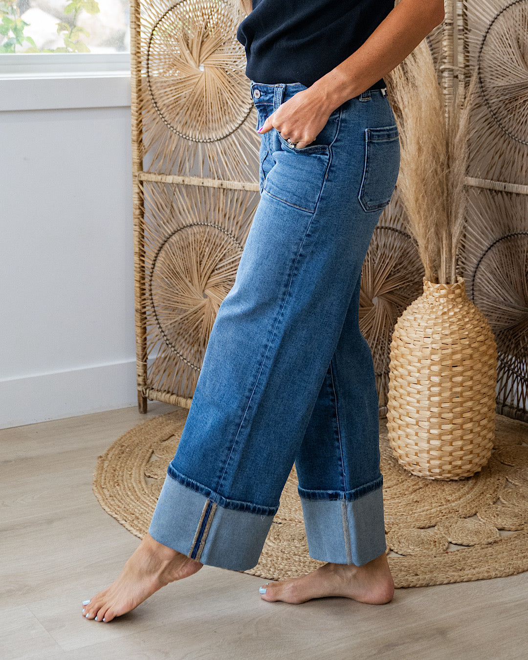 KanCan Risk Taker Rolled Hem Wide Leg Jeans KanCan