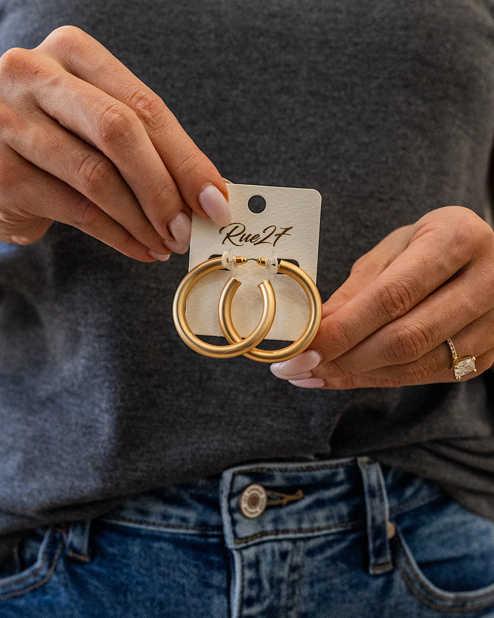 Matte Gold Open Hoop Earrings Trendy Wholesale