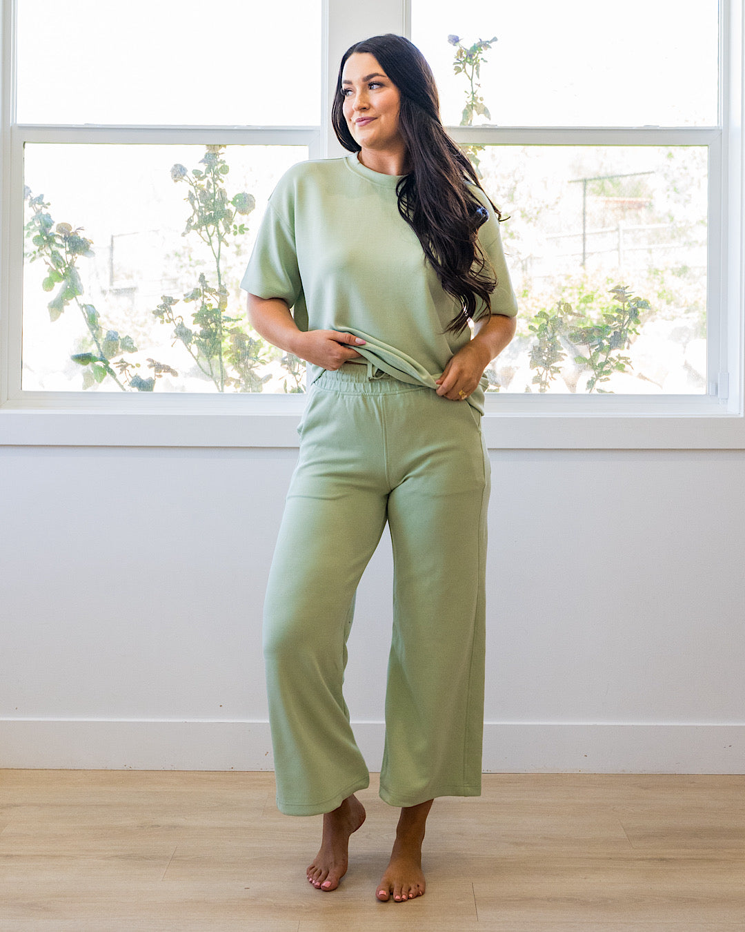 NEW! Macey Scuba Fabric Top - Pistachio Cream Rae Mode
