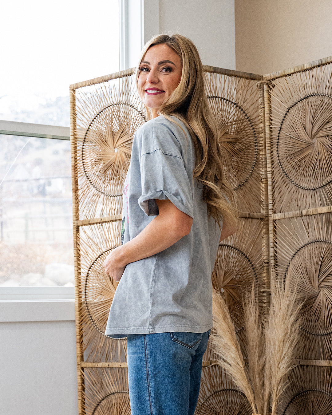Bloom with Grace Gray Denim Mineral Wash Tee SALE Zutter