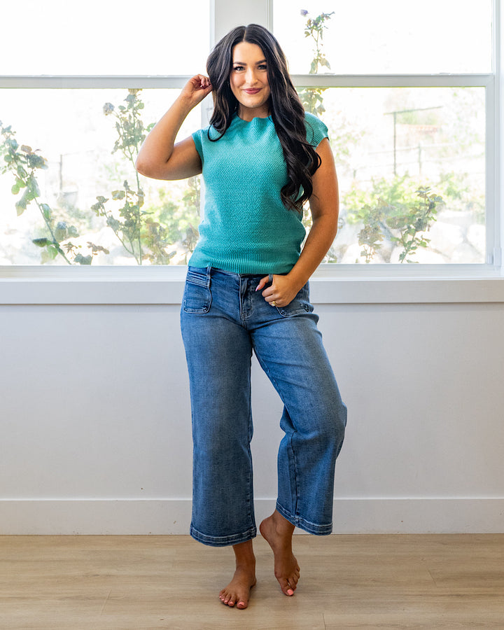 NEW! Caitlyn Knit Top - Light Jade Staccato
