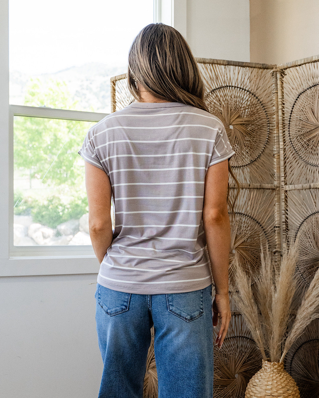 Take Me Back Striped Jersey Top - Stone Staccato