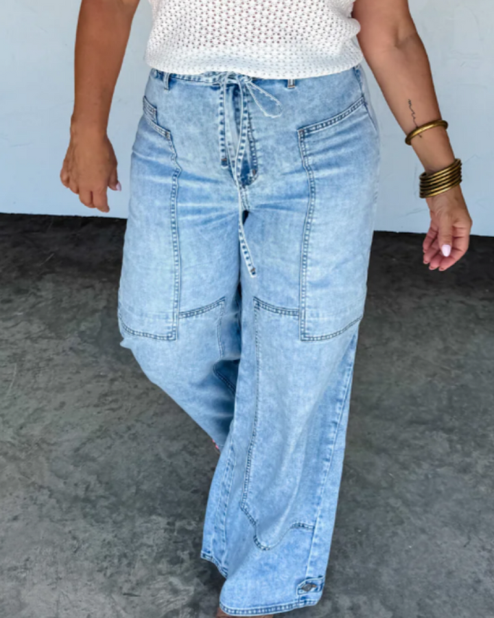 Blakely Say Yes Tie Waist Wide Leg Jeans Blakely