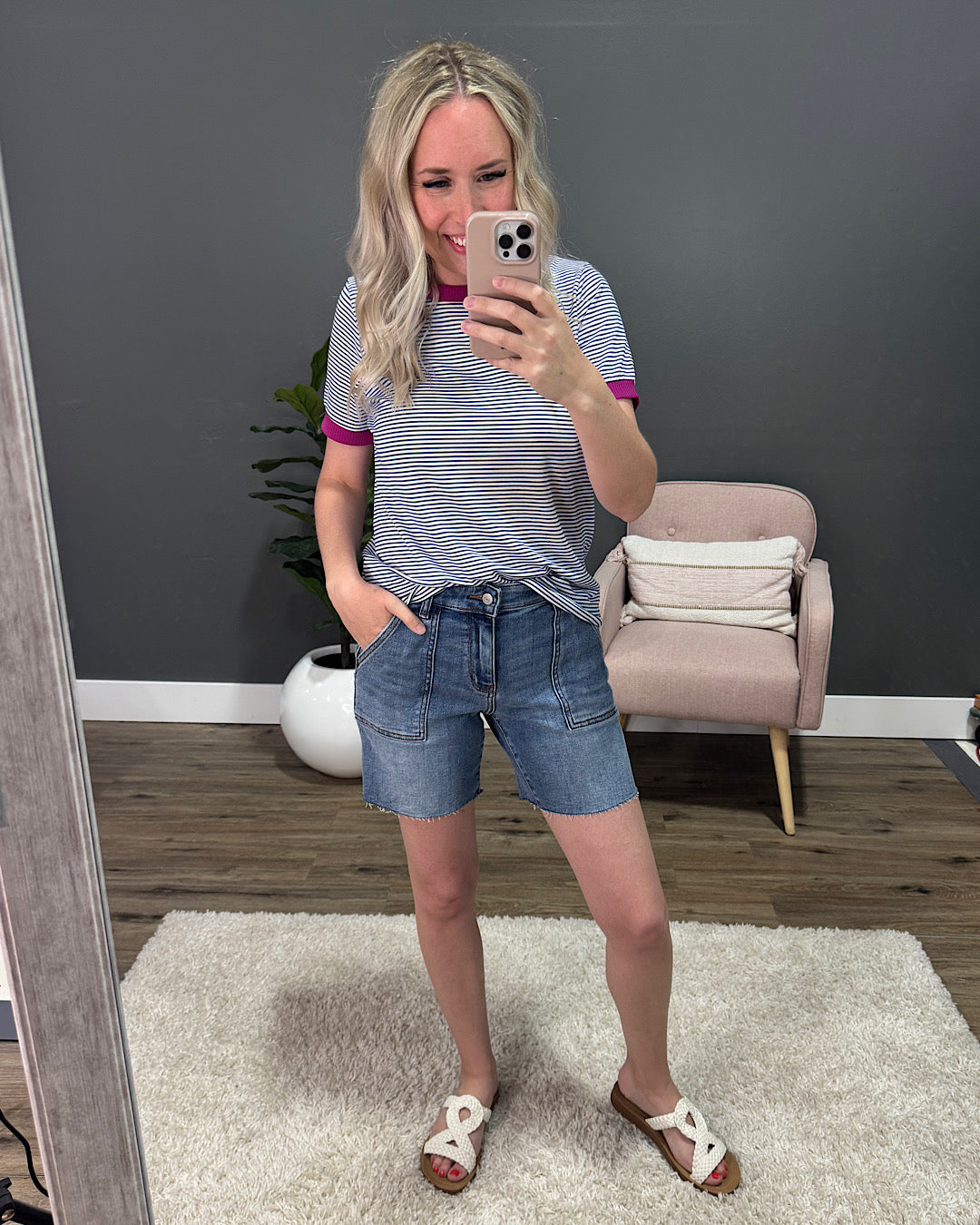 Judy Blue Elsie Fray Hem Bermuda Shorts Judy Blue