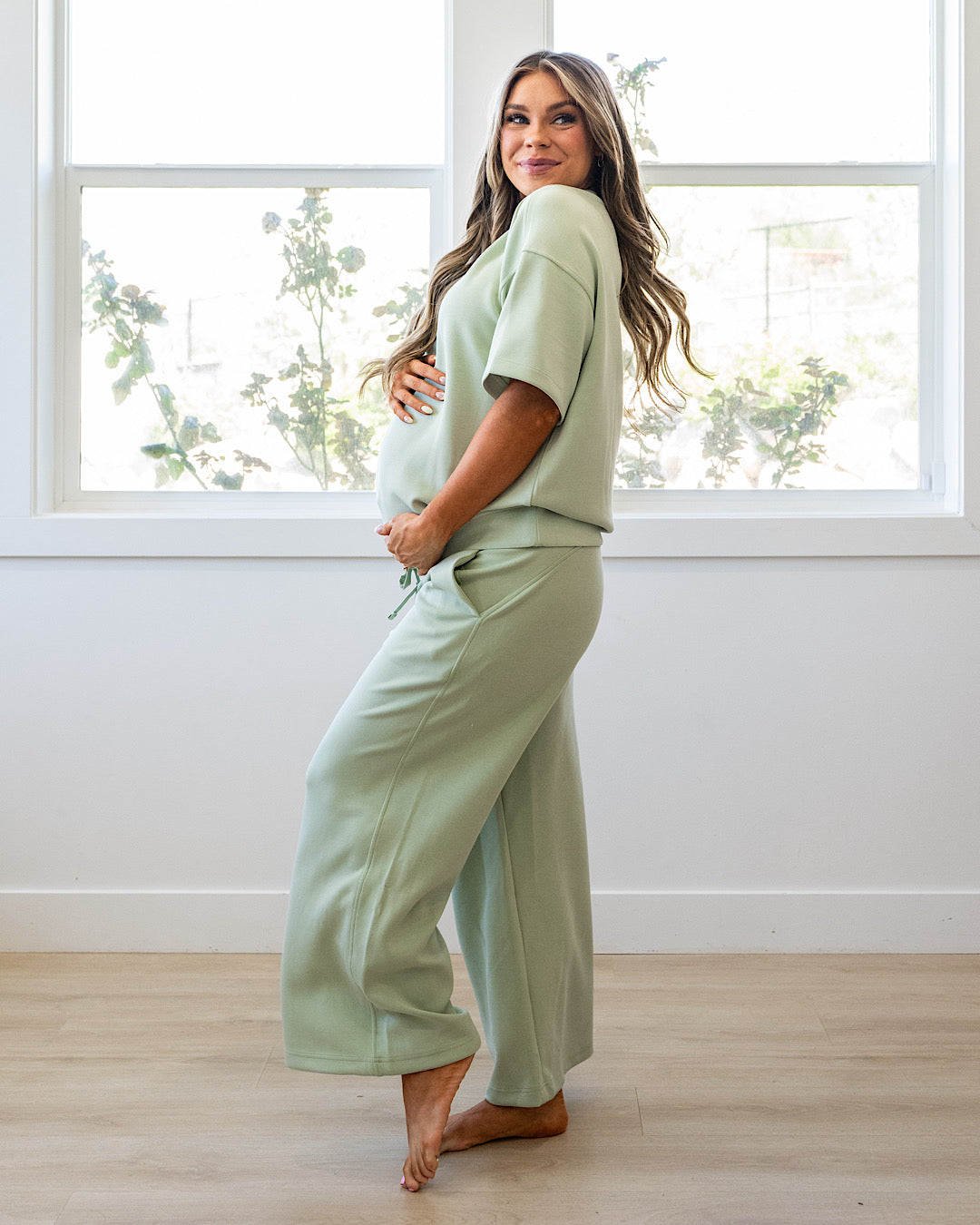 NEW! Macey Scuba Fabric Top - Pistachio Cream Rae Mode
