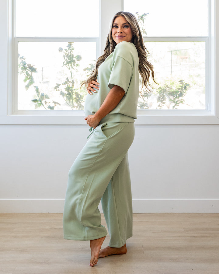 NEW! Macey Scuba Fabric Top - Pistachio Cream Rae Mode