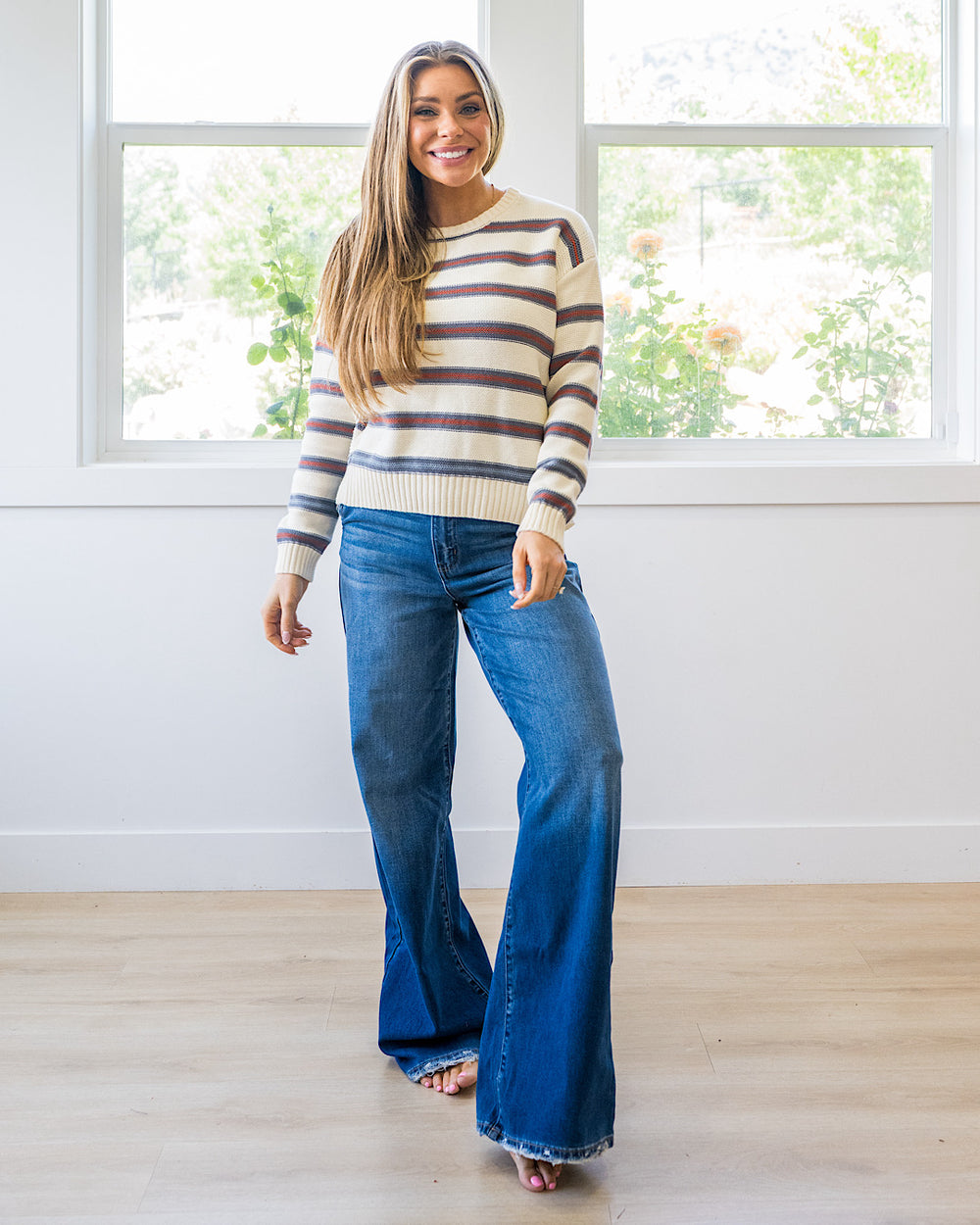 NEW! Jane Striped Sweater - Slate Blue Be Cool
