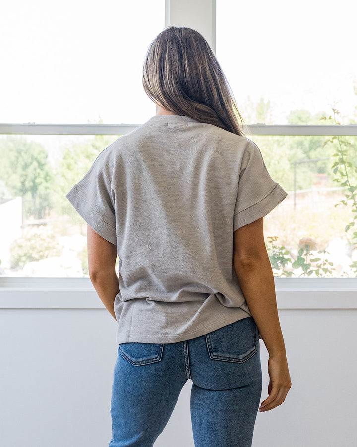 NEW! Charlotte Short Sleeve Pocket Top - Gray Tres Bien