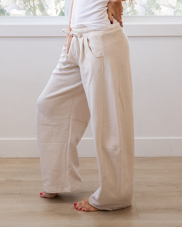 Micael Barrel Leg Lounge Pants - Beige Reflex