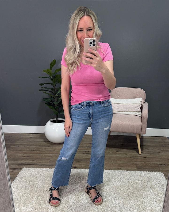 Vervet Raya Fray Hem Straight Jeans Vervet