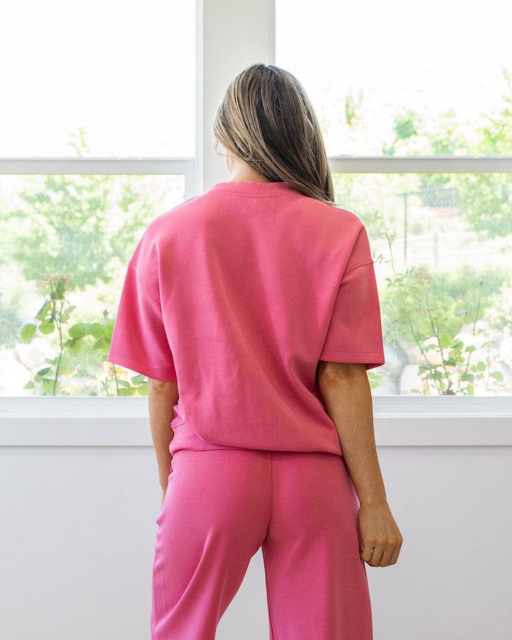 NEW! Macey Scuba Fabric Top - Brink Pink Rae Mode