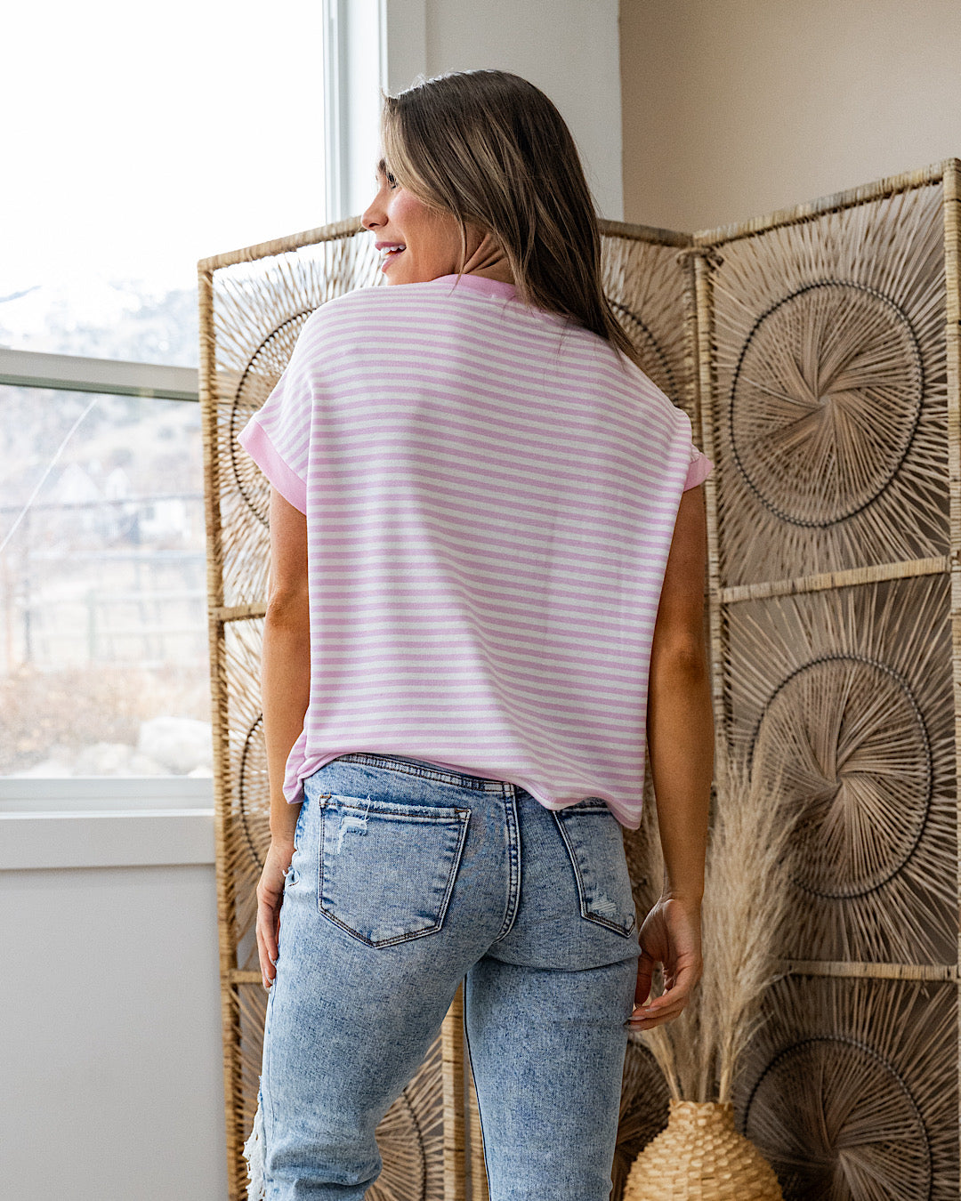 Carolina Striped Drop Shoulder Top - Pink FINAL SALE Lovely Melody