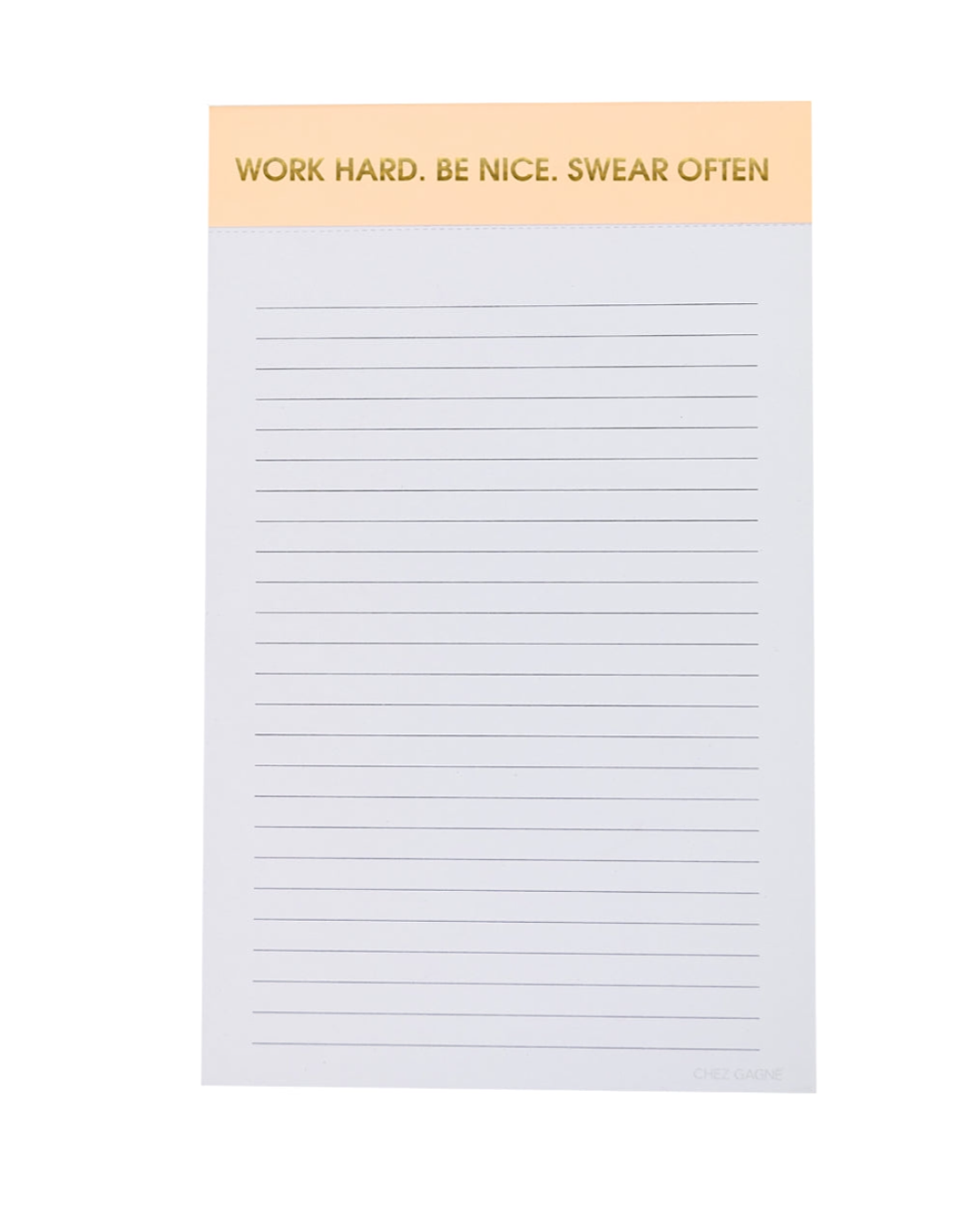 Note Pads - 5 Sayings SALE Chez Gagne One Size Apricot - Work Hard, Be Nice, Swear Often
