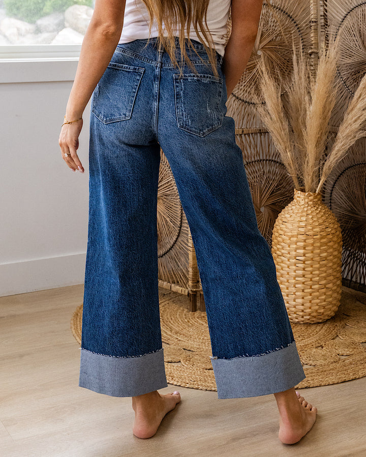 KanCan Addison Rolled Hem Wide Leg Jeans KanCan