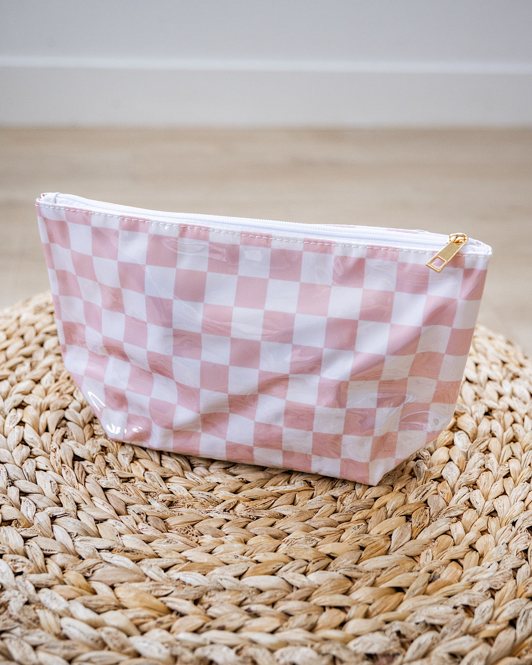 Patterned Cosmetic Bags - 4 Options Mugsby One Size Light Pink Checkered