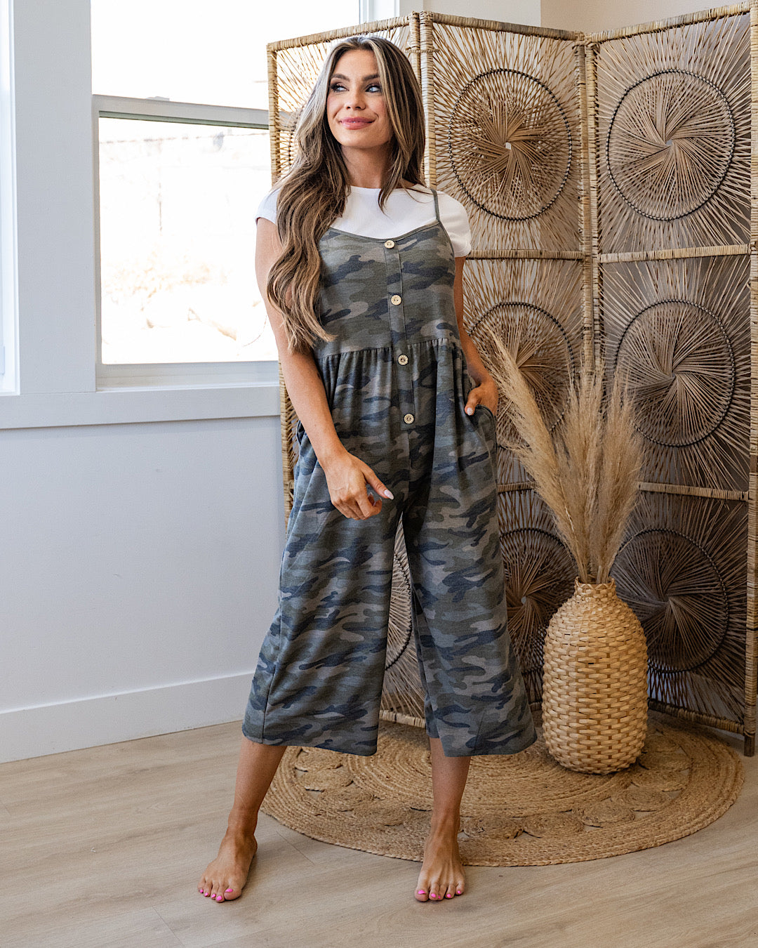 You Got Me Camo Print Jumpsuit Lovely Melody