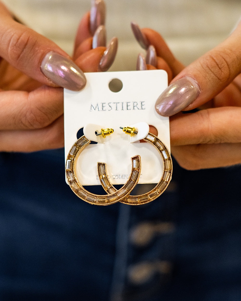 Gold Beaded Open Hoop Earrings Trendy Wholesale