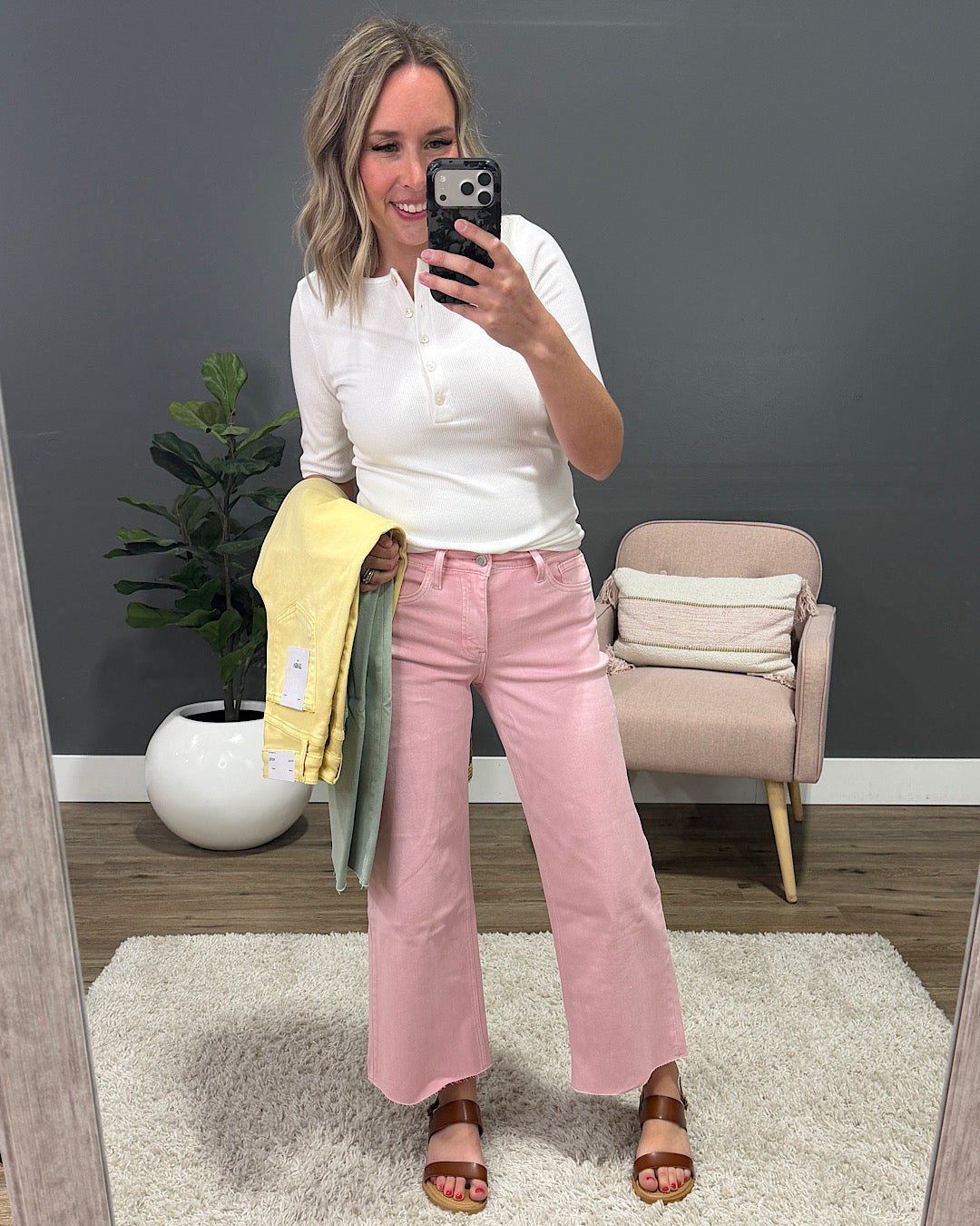 NEW! Vervet Skye Wide Leg Non Distressed Crop Jeans - Pink Vervet