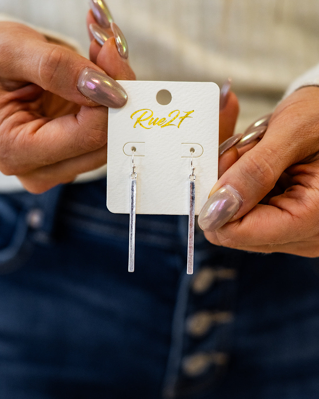 Silver Bar Earrings Trendy Wholesale