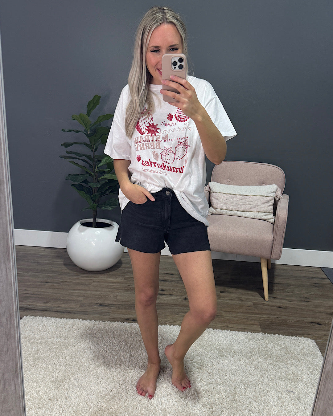 Vervet Alayna Side Slit Jean Shorts - Black FINAL SALE Vervet