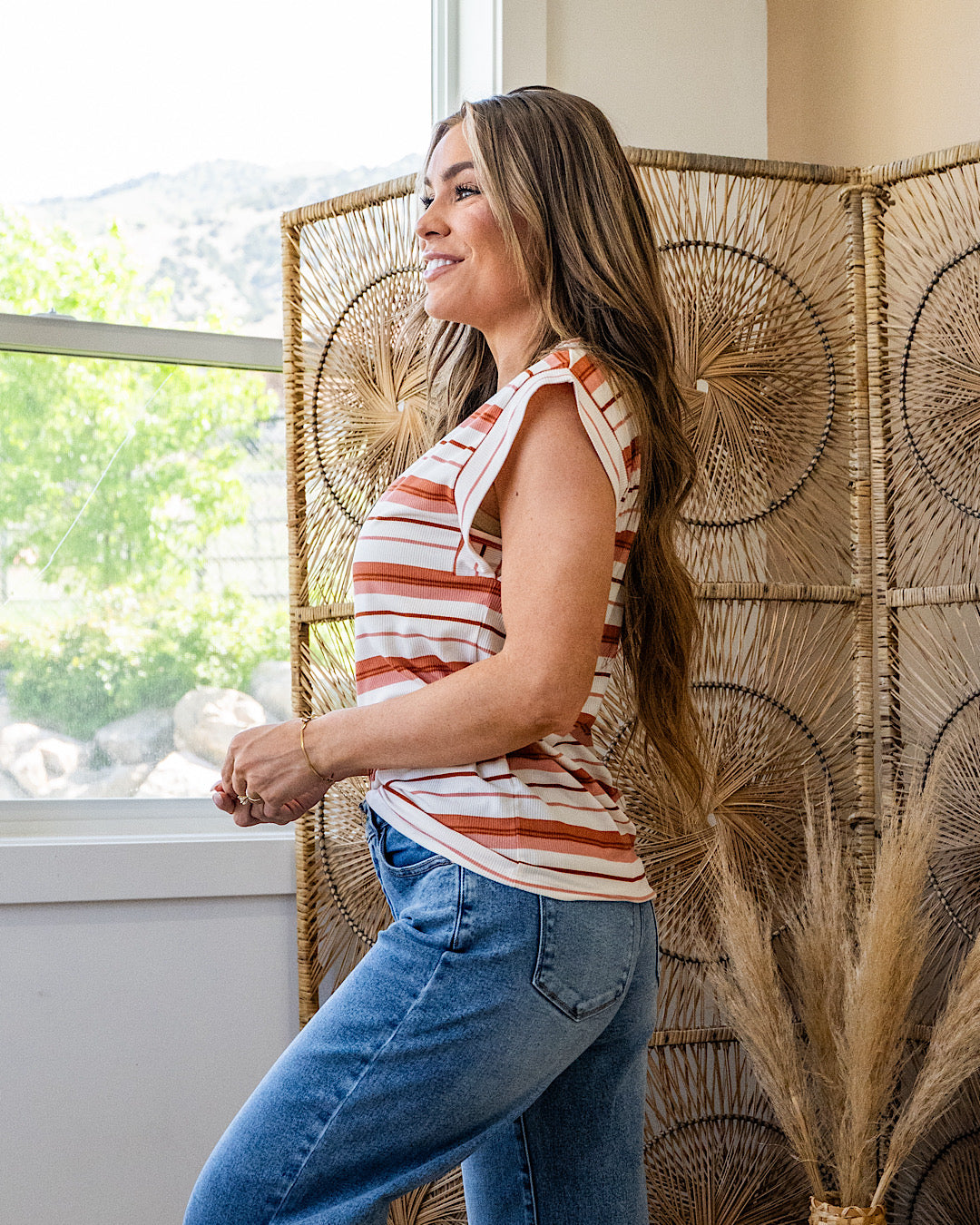 Noelle Striped Ribbed Top - Marsala FINAL SALE Staccato