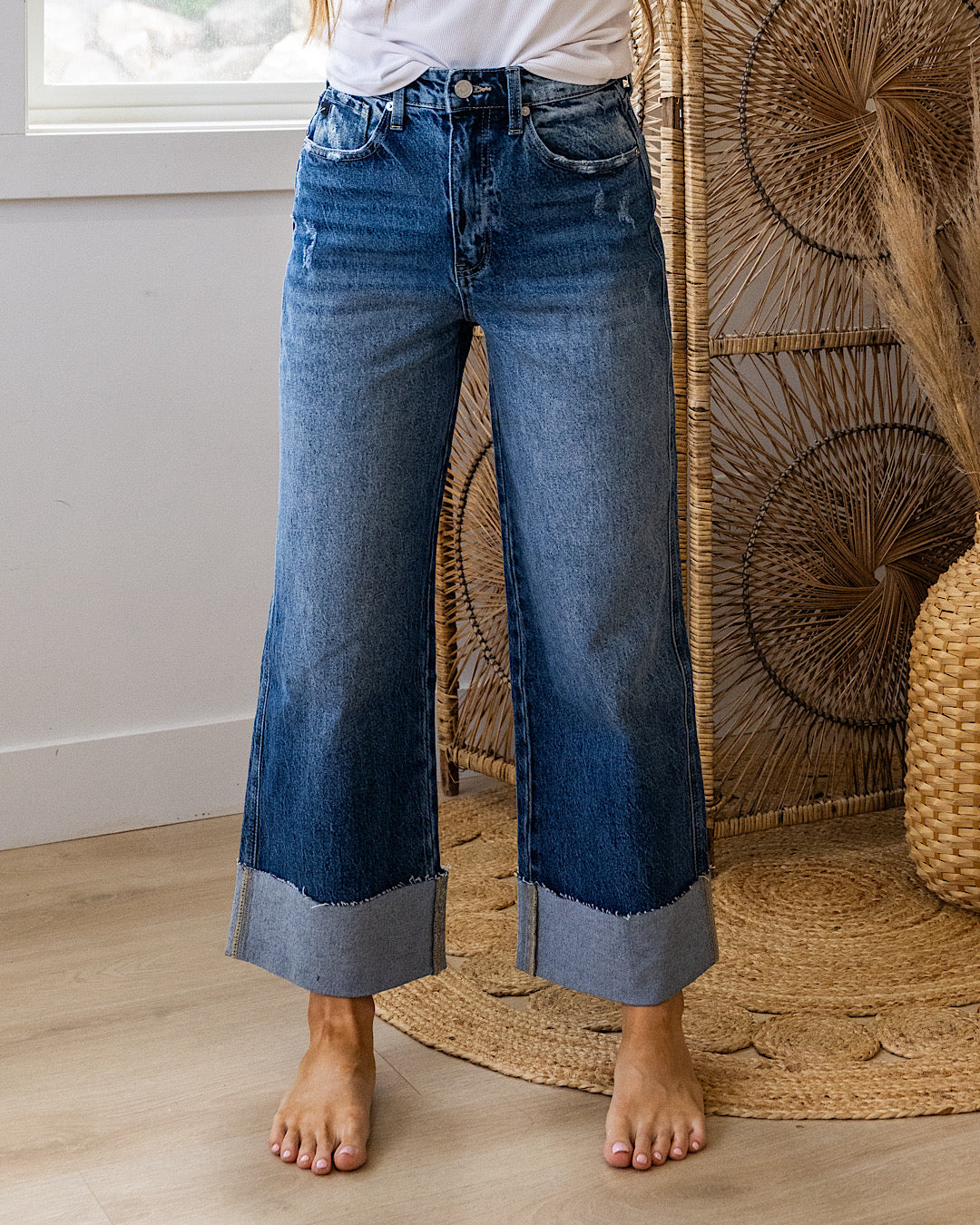 KanCan Addison Rolled Hem Wide Leg Jeans KanCan