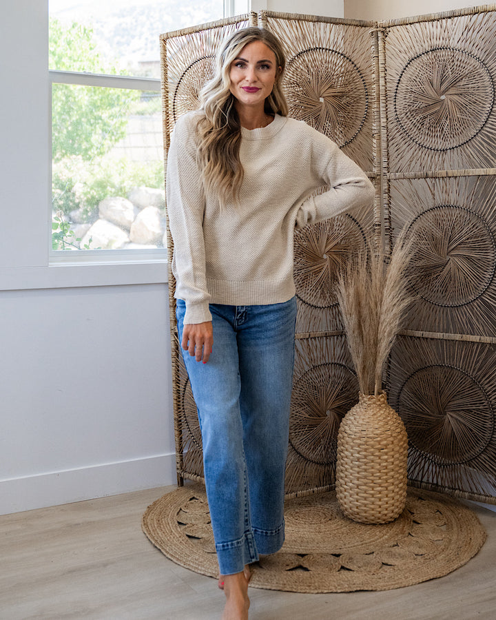 Leslie Textured Knit Sweater - Natural Be Cool