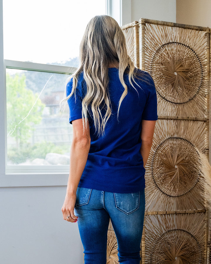 Favorite V Neck Top - Light Navy Zenana
