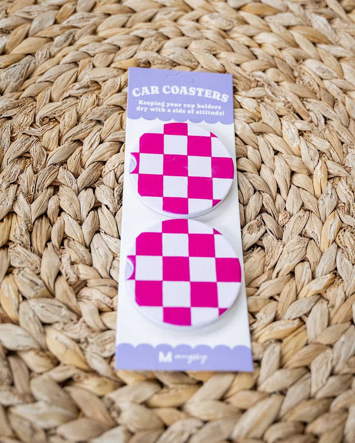 Car Coasters - 8 Options Mugsby One Size Checkered
