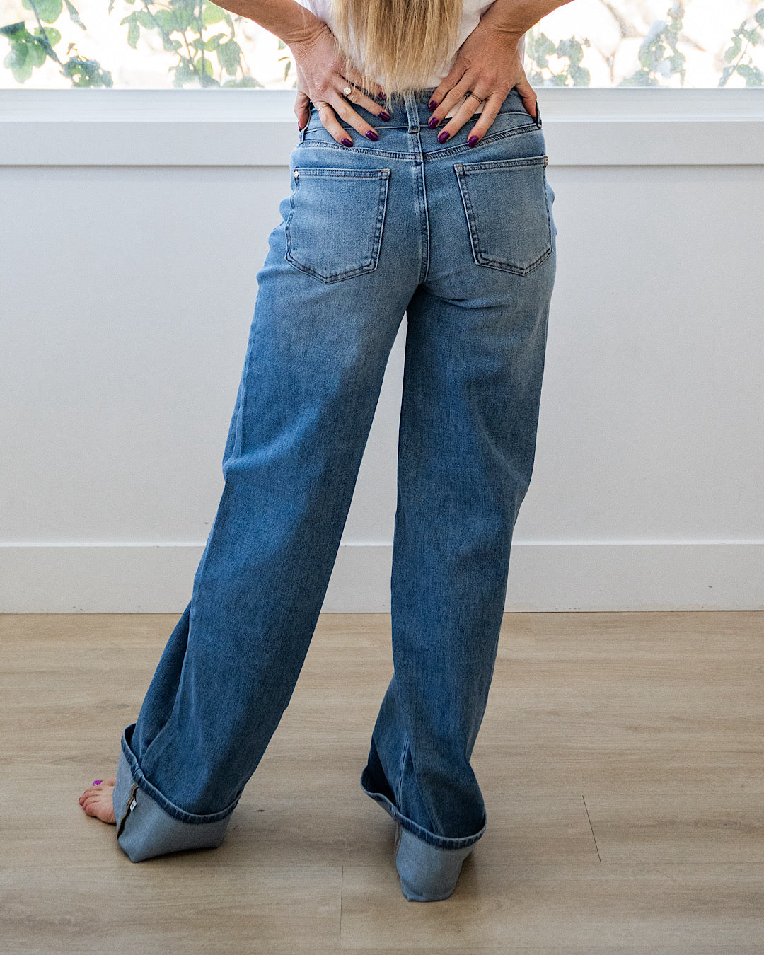 Judy Blue Eliza Folded Waist Cuffed Straight Jeans Judy Blue