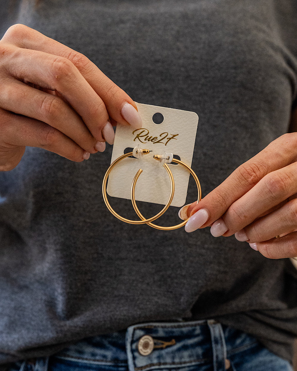 Delicate Brass Hoop Earrings - Gold Trendy Wholesale