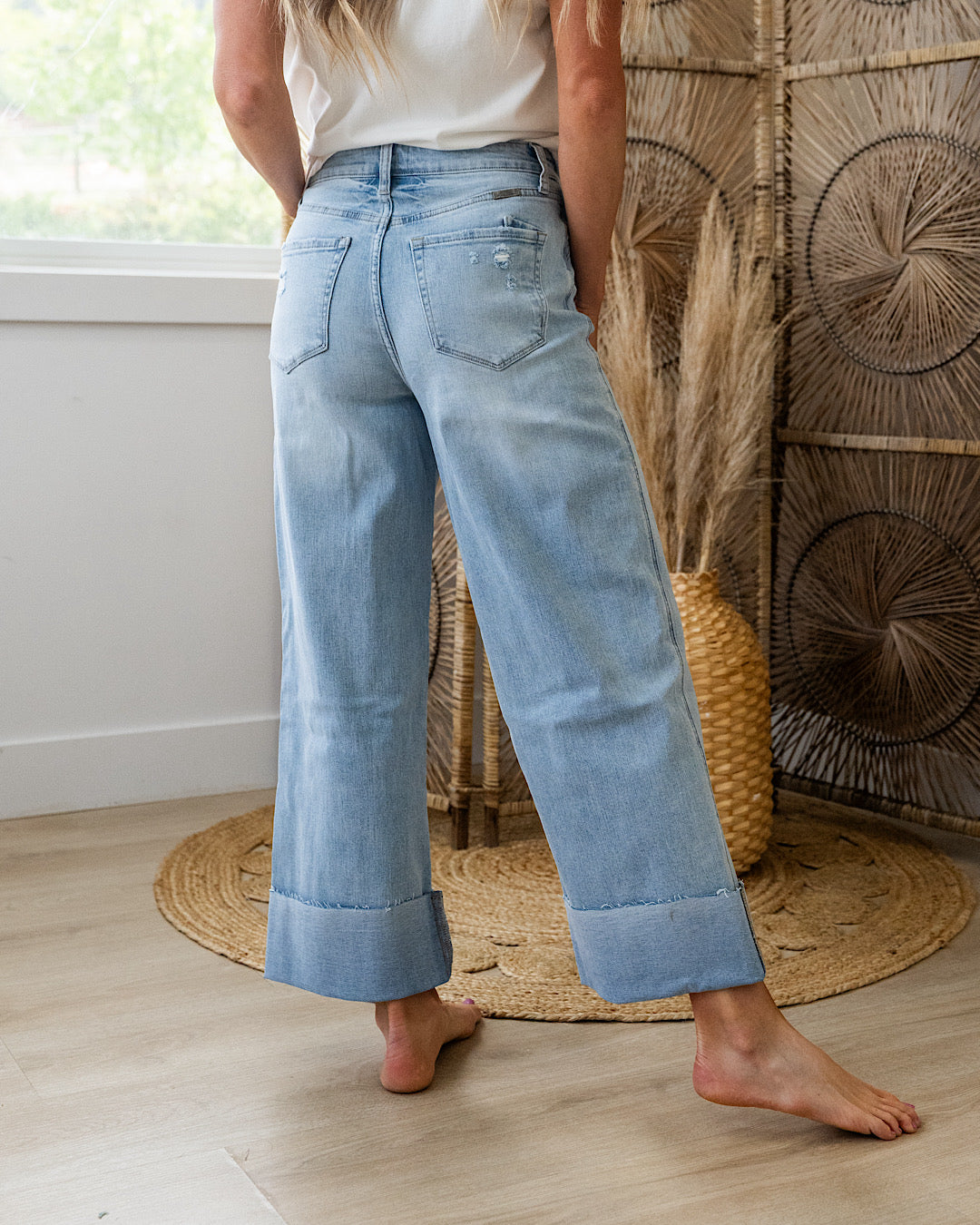 KanCan Time To Go Rolled Hem Wide Leg Jeans KanCan