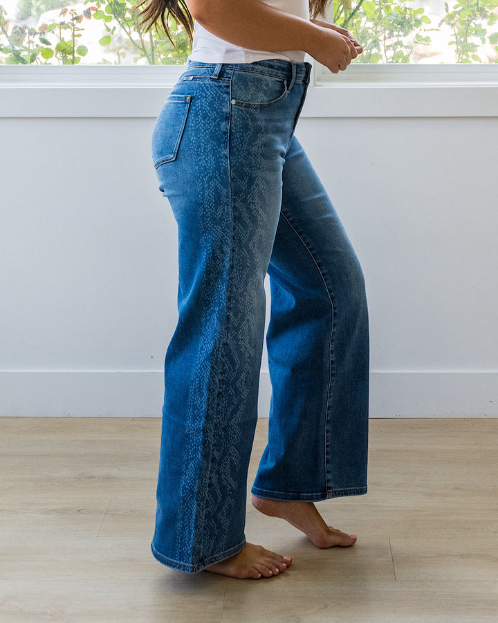 KanCan Isla Snakeskin Wide Leg Jeans KanCan