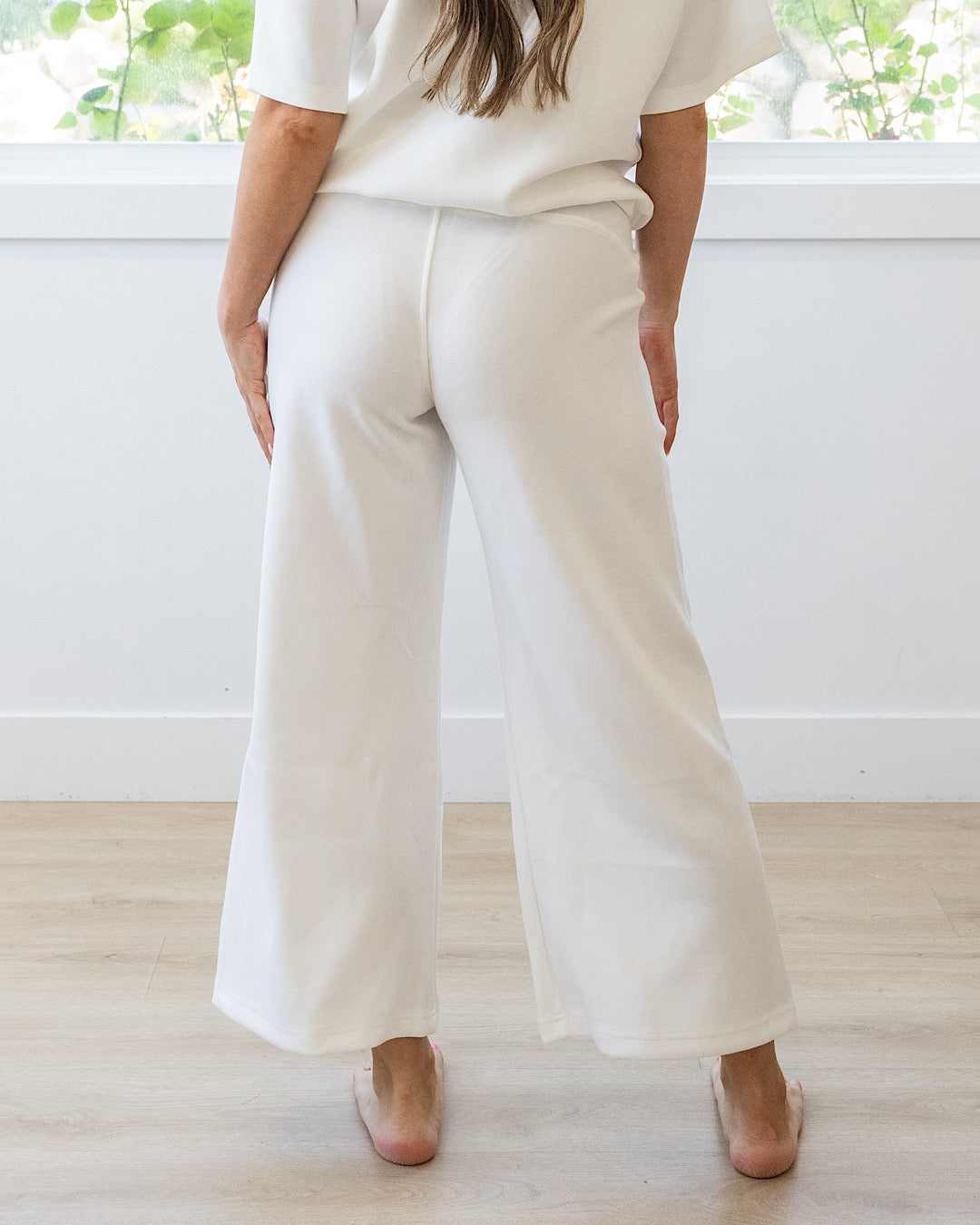 NEW! Kendall Scuba Fabric Wide Leg Pants - Cream Rae Mode