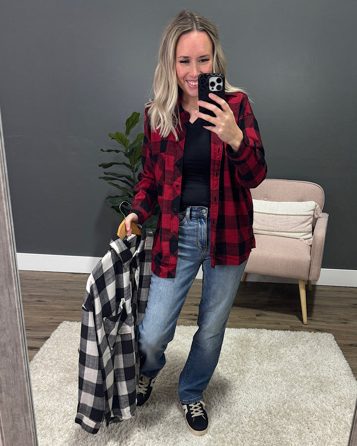 Devri Plaid Flannel Top - Cherry Be Cool