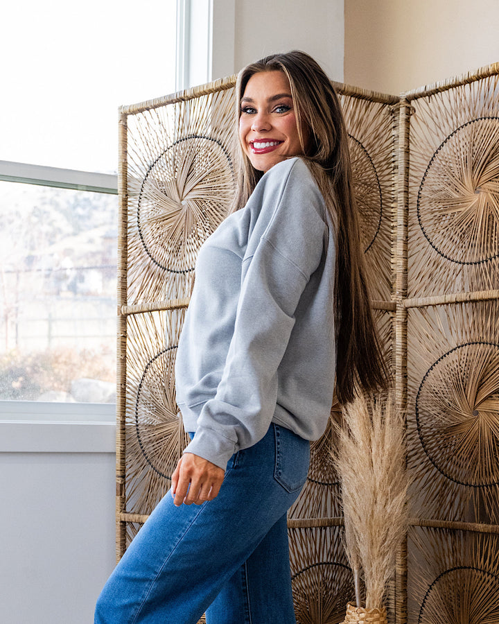 Cozy Crewneck Sweatshirt - Heather Gray Zenana