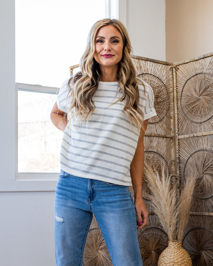 Nina Faded Striped Drop Shoulder Top - Color Options Available! Lovely Melody Ivory