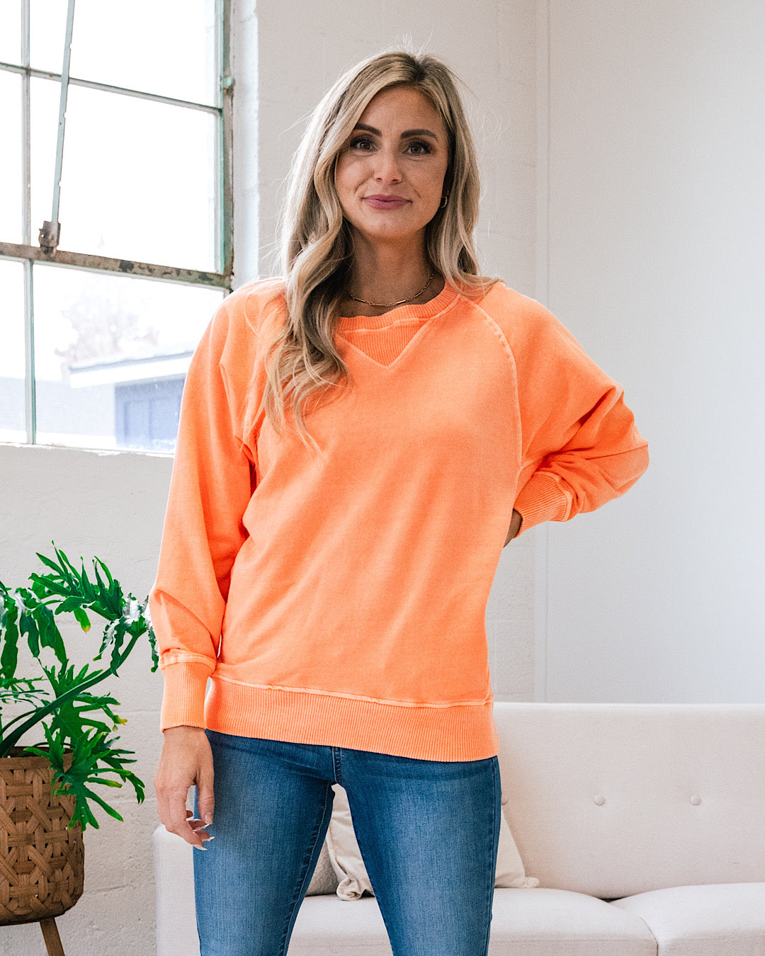 Girlfriend Crewneck Sweatshirt - Color Options Available! Zenana Light Orange