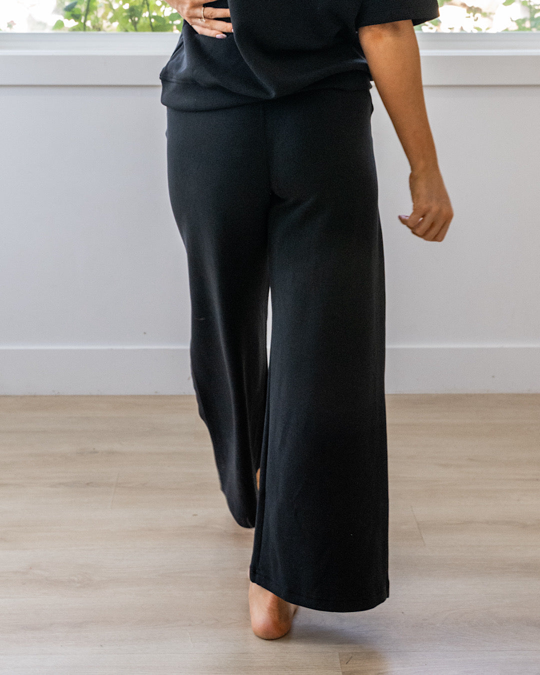 Kendall Scuba Fabric Wide Leg Pants - Black Rae Mode