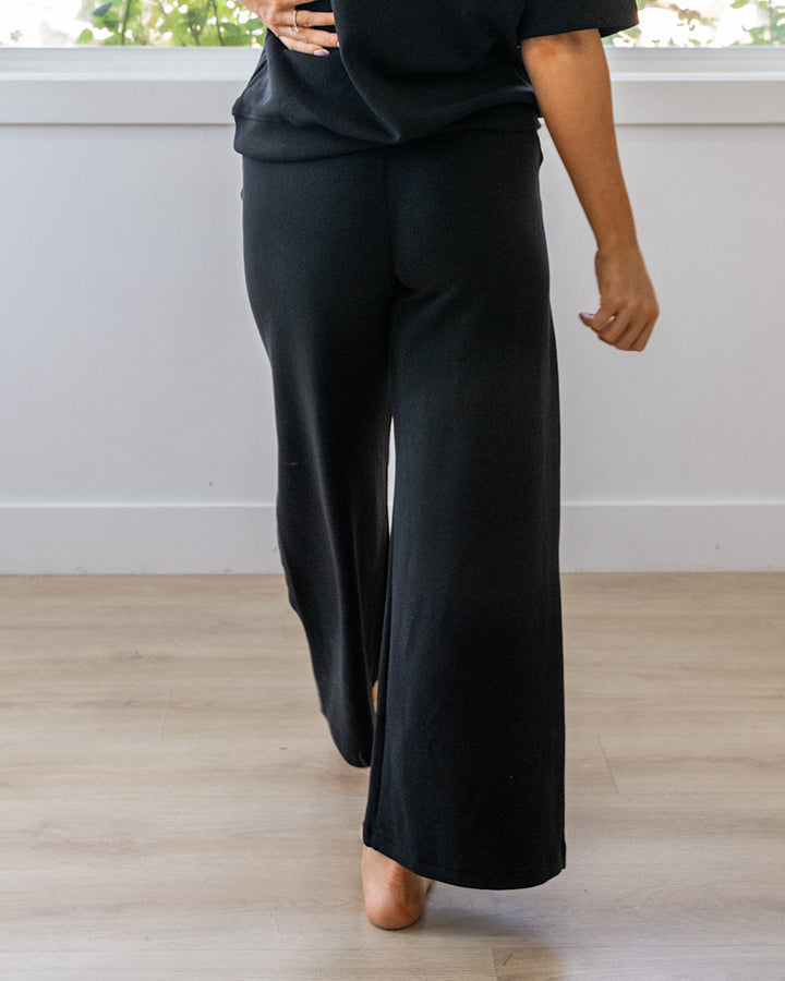 Kendall Scuba Fabric Wide Leg Pants - Black Rae Mode