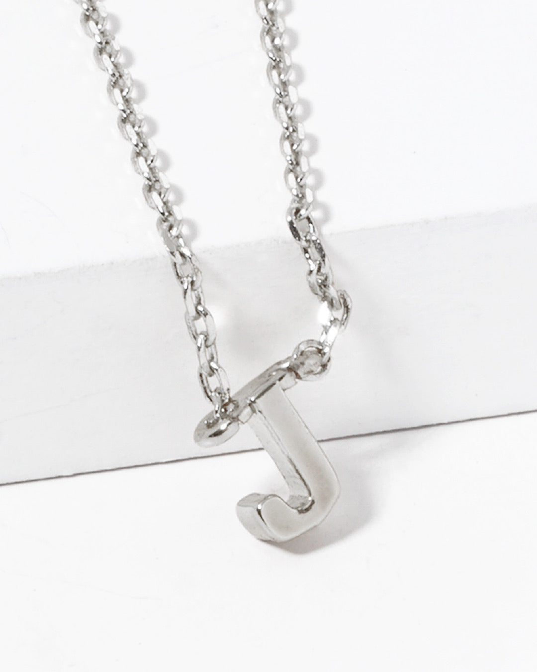 Dainty White Gold Initial Necklace - Pick Your Initial Trendy Wholesale J One Size