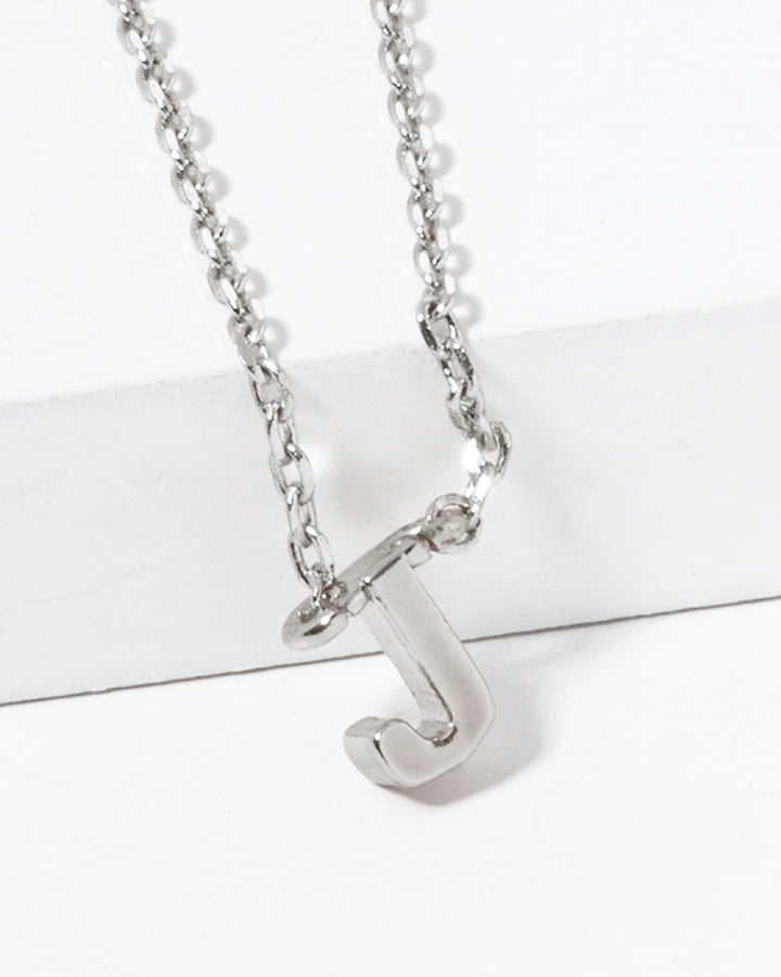 Dainty White Gold Initial Necklace - Pick Your Initial Trendy Wholesale J One Size