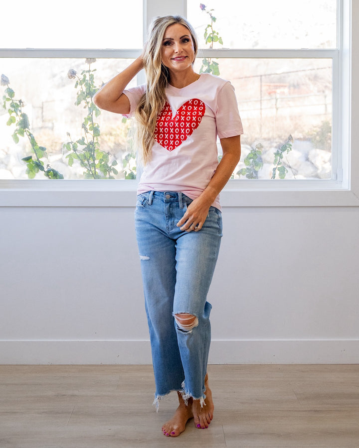 NEW! XOXO Red Heart Pink Tee Kissed Apparel